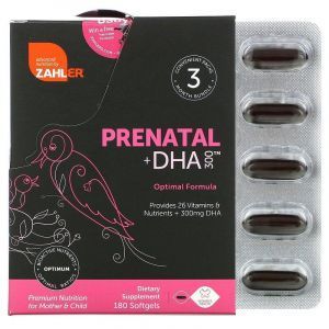 Пренатальный комплекс: витамины, минералы + DHA 300 (Prenatal + DHA), Zahler, 180 капсул
