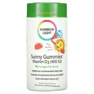 Витамин Д3 для детей, Vitamin D3, Rainbow Light, мандарин, 400 МЕ, 60 таблеток