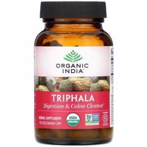 Трифала, пищеварение и очищение кишечника, Triphala, Organic India, 90 кап.