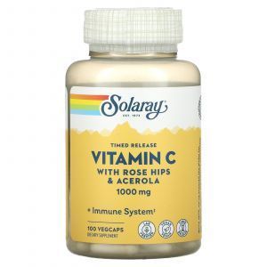 Витамин С, Vitamin C, Solaray, двухфазное высвобождение, 1000 мг, 100 капсул