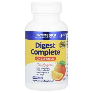 Пищеварительные ферменты, Digest, Enzymedica, вкус апельсина, 60 жевательных таблеток