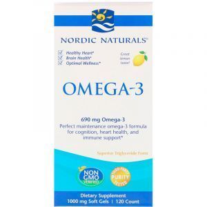 Очищенный рыбий жир, Omega-3, Nordic Naturals, лимон, 690 мг, 120 капсул (Default)