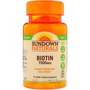 Биотин, Sundown Naturals, 7500 мкг, 75 таблеток (Default)