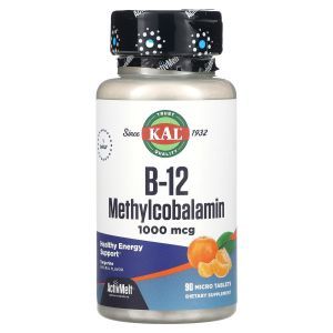 B-12 метилкобаламин, со вкусом мандарина, B-12 Methylcobalamin, KAL, 1000 мкг, 90 таб.