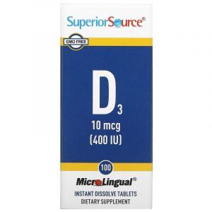 Витамин Д3, Vitamin D3, Superior Source, 10 мкг (400 МЕ), 100 таблеток