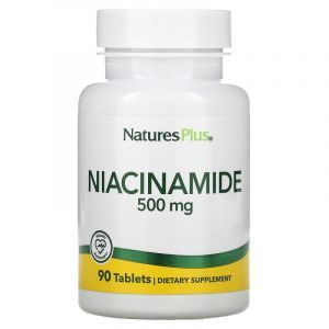 Ниацинамид, Niacinamide, Nature's Plus, 500 мг, 90 таблеток