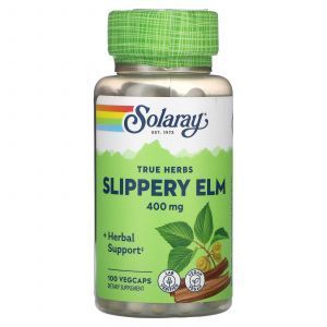 Скользкий вяз, Slippery Elm, Solaray, 400 мг, 100 капсул