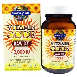 Сырые Витамины Д3, 2000 МЕ, Vitamin Code, Garden of Life, 60 кап. (Default)