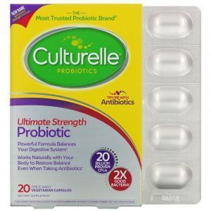 Пробиотики для ежедневного приема, Ultimate Strength Probiotic, Culturelle, максимальная сила, 20 млрд КОЕ, 20 вегетарианских капсул