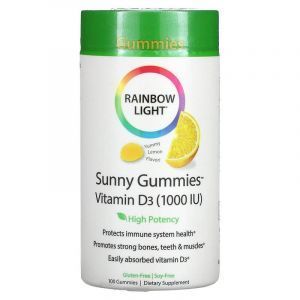Витамин Д3, Gummies Vitamin D3, Rainbow Light, лимон, 1000 МЕ, 100 таблеток