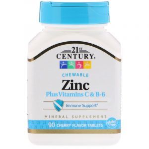 Цинк в жевательных таблетках, Zinc Chewable, 21st Century, вишня, 90 таб. (Default)
