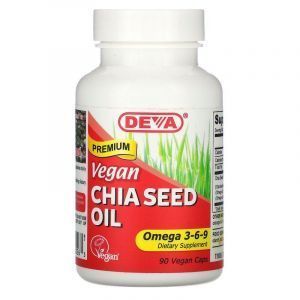 Масло семян чиа, омега 3-6-9, Chia Seed Oil, Omega 3-6-9, Deva, 90 веганских капсул