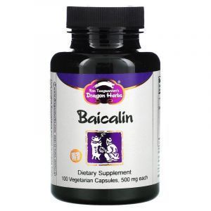Байкалин, Baicalin, Dragon Herbs, 500 мг, 100 вегетарианских капсул