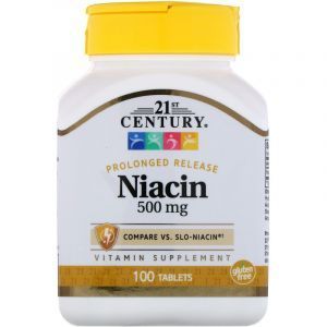 Витамин В3 (ниацин), Niacin, 21st Century, медленное высвобождение, 500 мг, 100 таблеток (Default)