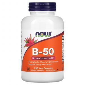Витамины группы В-50, B-5, Now Foods, комплекс, 250 вегетарианских капсул
