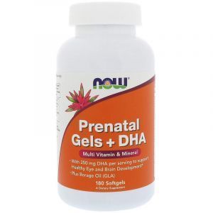 Витамины для беременных с рыбьим жиром, Prenatal Gels + DHA, Now Foods, 180 капсул (Default)