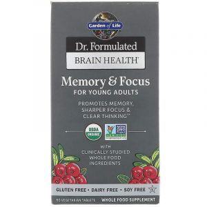 Улучшение памяти и работы мозга для молодых людей, Memory & Focus, Garden of Life, Dr. Formulated Brain Health, 60 вегетарианских таблеток 