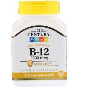 Витамин В12, Vitamin B-12, 21st Century, 2500 мкг, 110 таб. (Default)