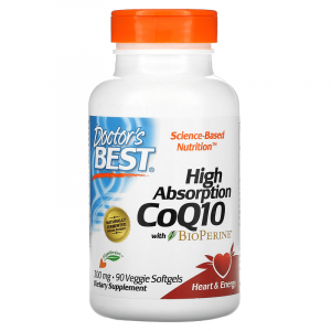 Коэнзим Q10 с биоперином, High Absorption CoQ10, Doctor's Best, 300 мг, 90 капсул
