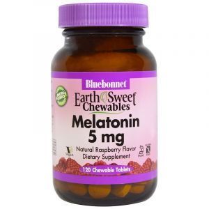 Мелатонин, вкус малины, Melatonin, Bluebonnet Nutrition, 5 мг, 120 жевательных таблеток (Default)