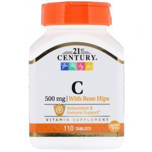 Витамин С, Natural C-500, 21st Century, шиповник, 110 табл (Default)