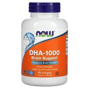 ДГК для улучшения работы мозга, DHA-1000, Now Foods, 1000 мг, 90 гелевых капсул
