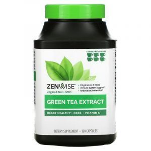 Зеленого чай с ЭГКГ и витамином С (Green Tea), Zenwise Health, без кофеина, экстракт, 120 капсул