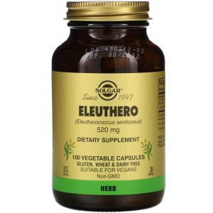 Элеутерококк, Eleuthero, Solgar, 520 мг, 100 вегетарианских капсул