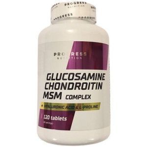 Глюкозамин, хондроитин, МСМ, Glucosamine Chondroitin MSM, Progress Nutrition, 120 таблеток