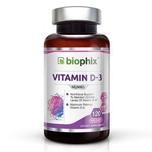 Витамин Д3, Vitamin D3, Biophix, 50000 МЕ, 120 вегетарианских капсул