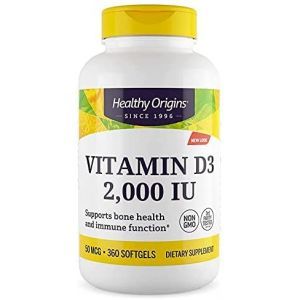 Витамин Д3, Vitamin D3, Healthy Origins, 2000 МЕ, 360 капсул