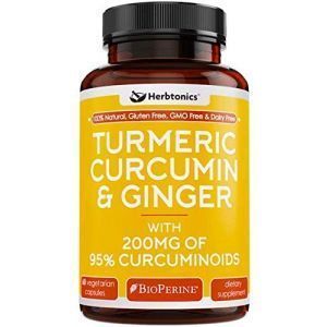 Куркума + имбирь, Turmeric Curcumin and Ginger, Herbtonics, 60 вегетарианских капсул