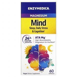 Магний, для сна, противодействия стрессу и поддержки когнитивных функций, Enzymedica, 60 капсул