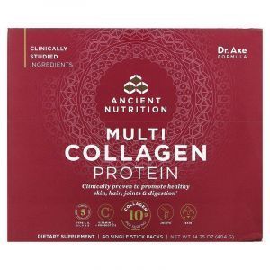 Протеиновый порошок с мульти коллагеном, Multi Collagen Protein, Dr. Axe / Ancient Nutrition, 40 пакетов по 10.1 г