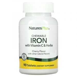 Железо с витамином C, Chewable Iron, Nature's Plus, вишневый вкус, 90 таблеток