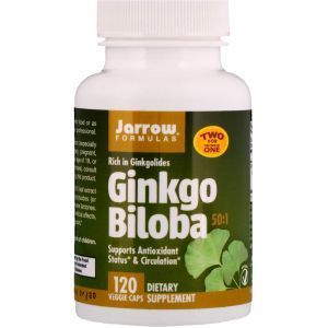Гінкго білоба, Ginkgo Biloba, 50: 1, 2 банки, Jarrow Formulas, 60 мг, 120 капсул в кожній банці