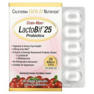 Клюква + пробиотики, Lactobif 25 Billion + Cranmax, California Gold Nutrition, 30 капсул