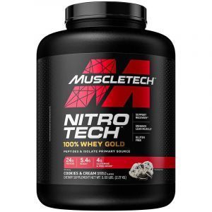 Сывороточный протеин, Nitro-Tech, 100% Whey Gold, Muscletech, вкус печенья и сливок, 2,27 кг