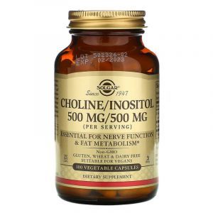 Холин и Инозитол, Choline/Inositol, Solgar 100 вегетарианских капсул
