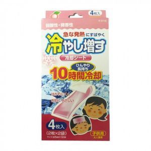 Охлаждающий пластырь для снижения температуры, Hiyashi-Masu, персиковый, 4 листа
