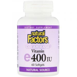 Витамин Е, Vitamin E, Natural Factors, прозрачный, 400 МЕ, 60 капсул (Default)