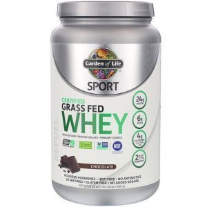 Сывороточный протеин, изолят, Grass Fed Whey, Garden of Life, Sport, вкус шоколада, 660 г
