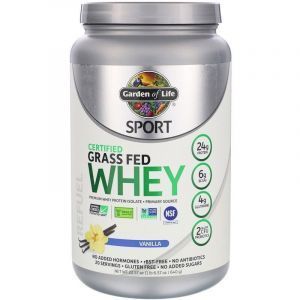 Сывороточный протеин, изолят, Grass Fed Whey, Garden of Life, Sport, вкус ванили, 640 г

