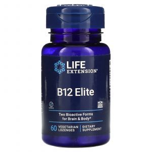 Витамин B12, B12 Elite, Life Extension, 60 вегетарианских леденцов

