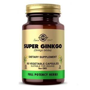 Гинкго Билоба супер, Super Ginkgo, Solgar, 60 вегетарианских капсул

