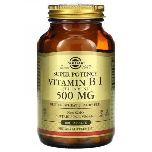 Витамин B1 (тиамин), Vitamin B1, Solgar, 500 мг, 100 таблеток
