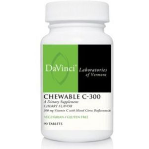 Витамин С с биофлавоноидами, Chewable C-300, DaVinci Laboratories of  Vermont, вкус вишни, 90 жевательных таблеток