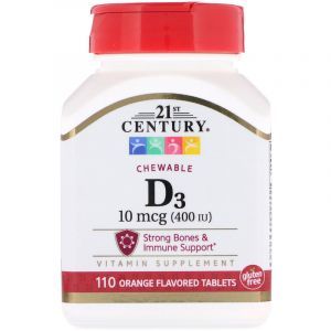 Витамин Д3, Vitamin D3, 21st Century, 400 МЕ, 110 таблеток (Default)