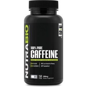 Кофеин, 100% Pure Caffein, NutraBio Labs, 200 мг, 150 вегетарианских капсул
