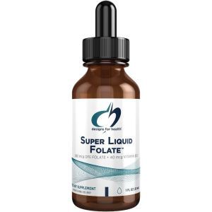 Фолат + витамин В-12, Super Liquid Folate, Designs for Health, 400 мкг / 40 мкг, жидкость, 30 мл